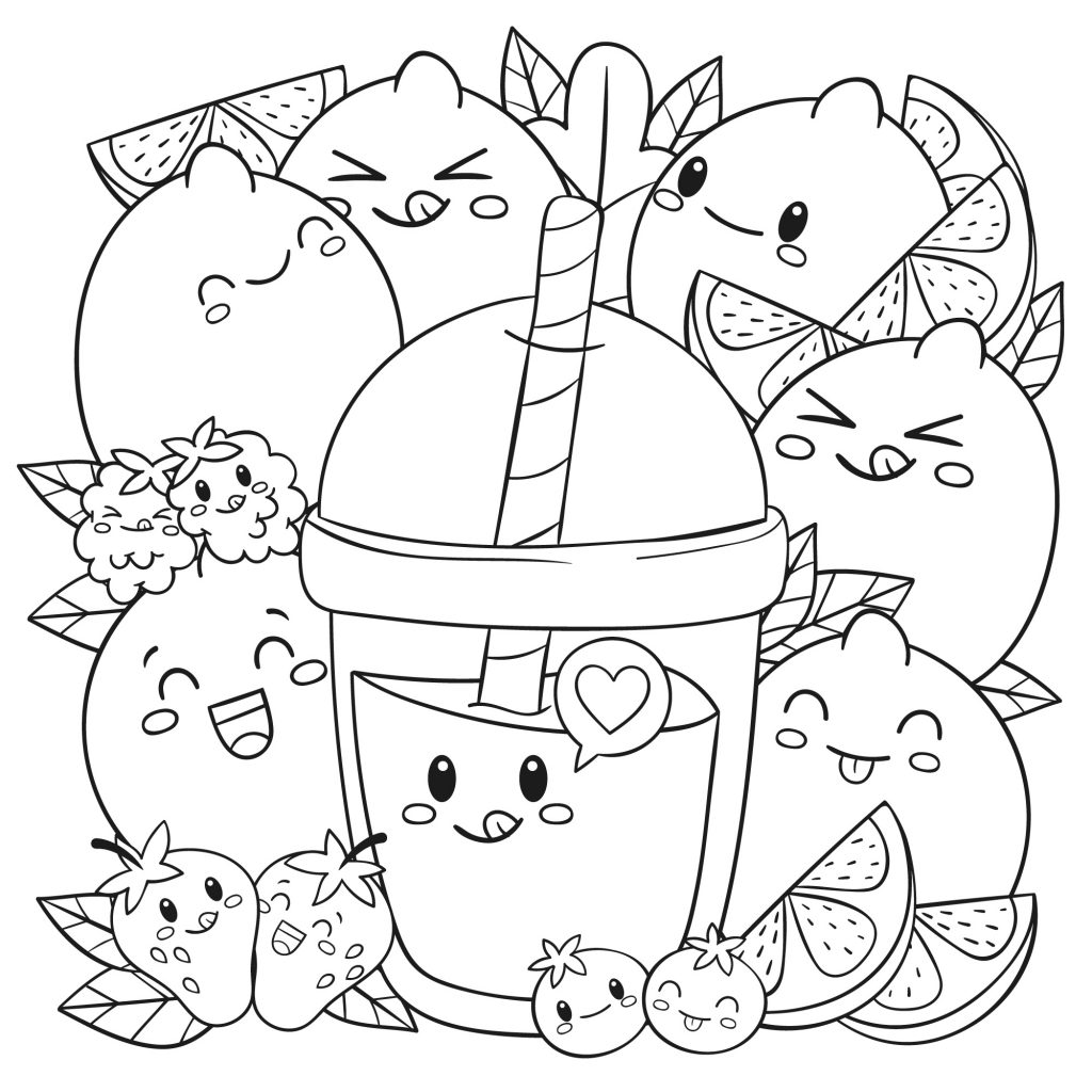 Kawaii Bento Box Coloring Page