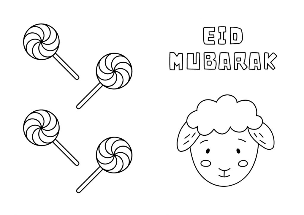 Eid Mubarak Coloring Card 
