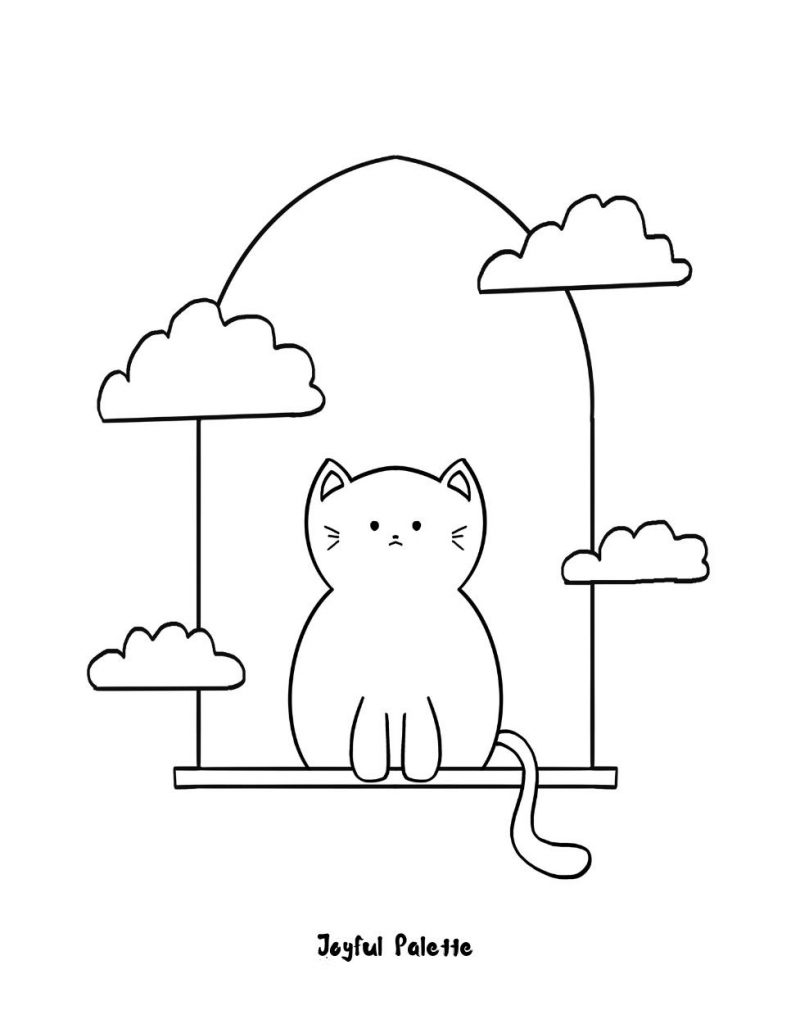 Cute Cat Coloring Page
