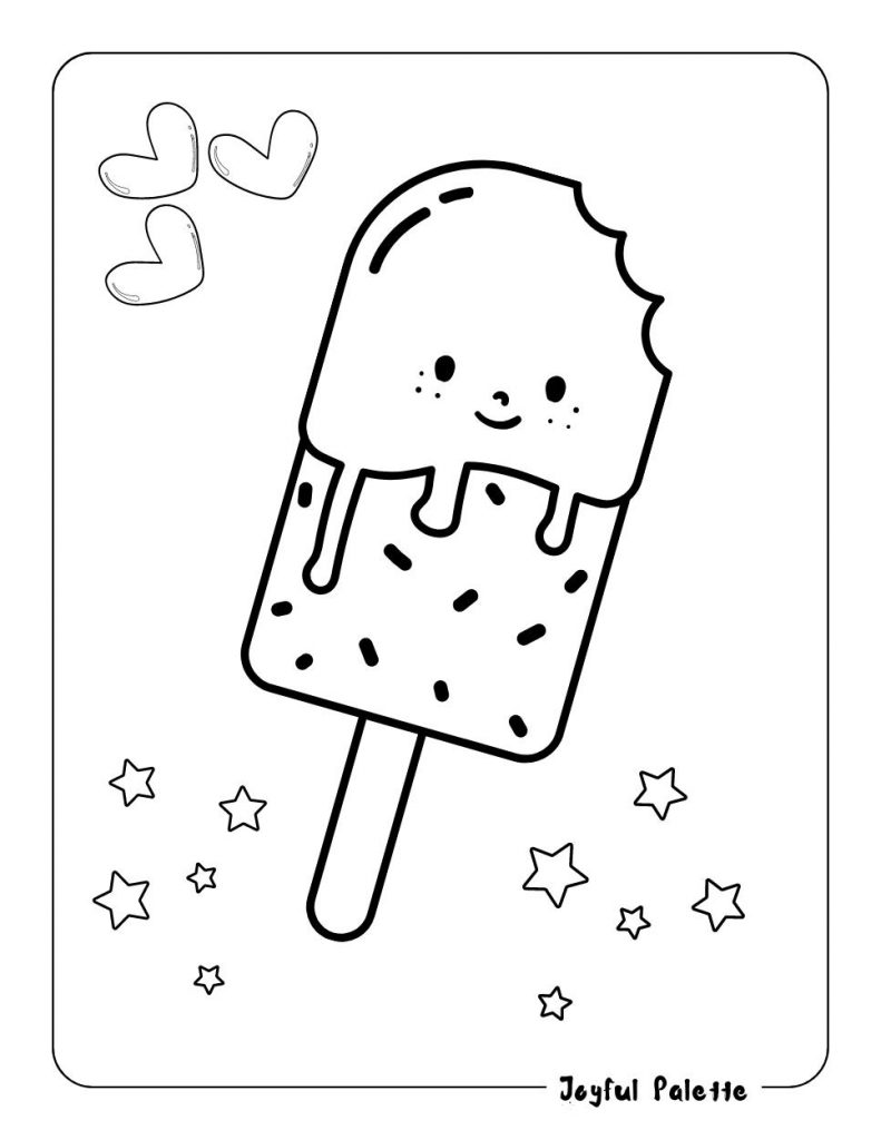 Cute Popsicle Coloring Page