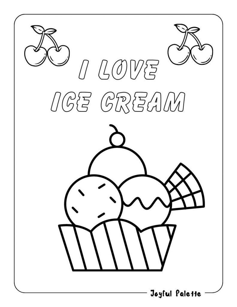 I Love Ice Cream Coloring Page