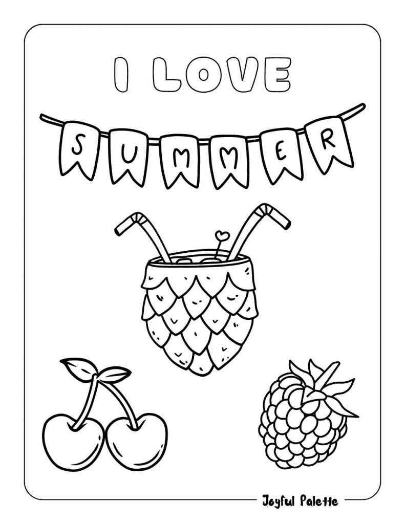 I Love Summer Coloring Page