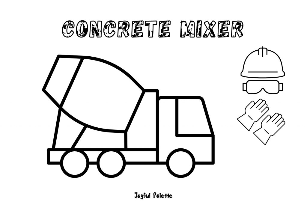 Concrete Mixer Coloring Page 