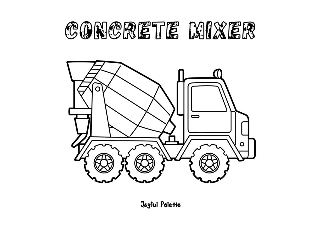 Concrete Mixer Coloring Page 