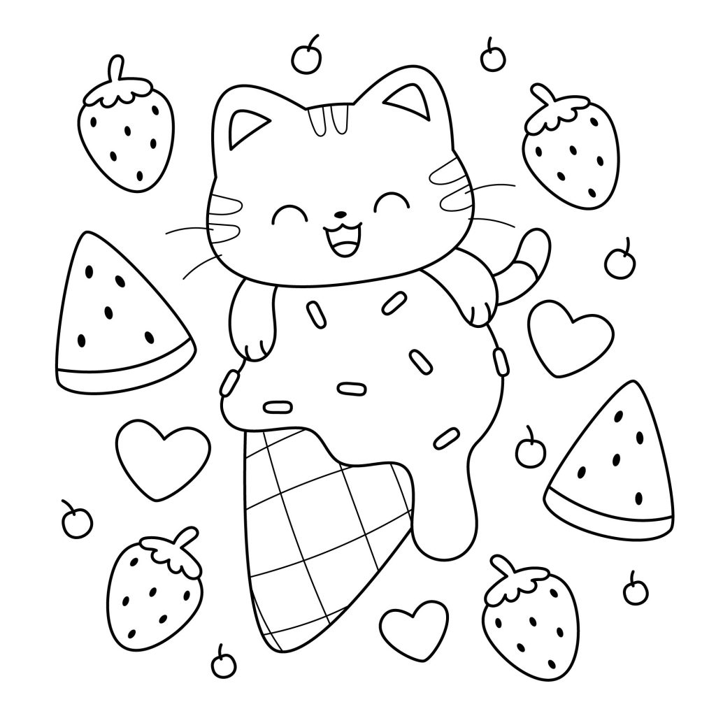 Girl Coloring Pages Featuring Pajamas, Kitties, Treats, Cute Animals, Ice  Cream, Sleepover, Printable Coloring Pages (Instant Download) 