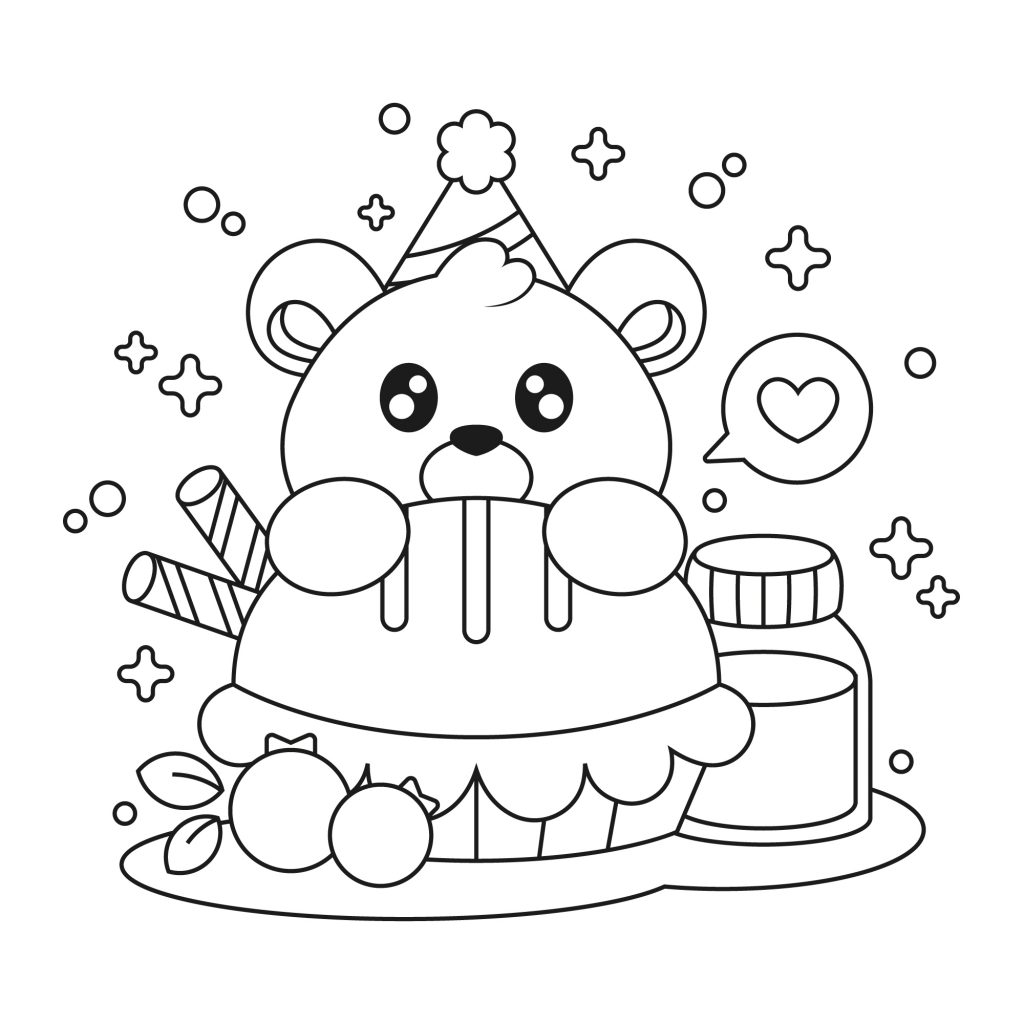 Teddy Bear Birthday Coloring Sheet