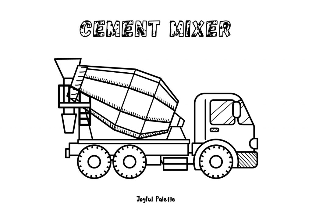 Cement Mixer Coloring Page 