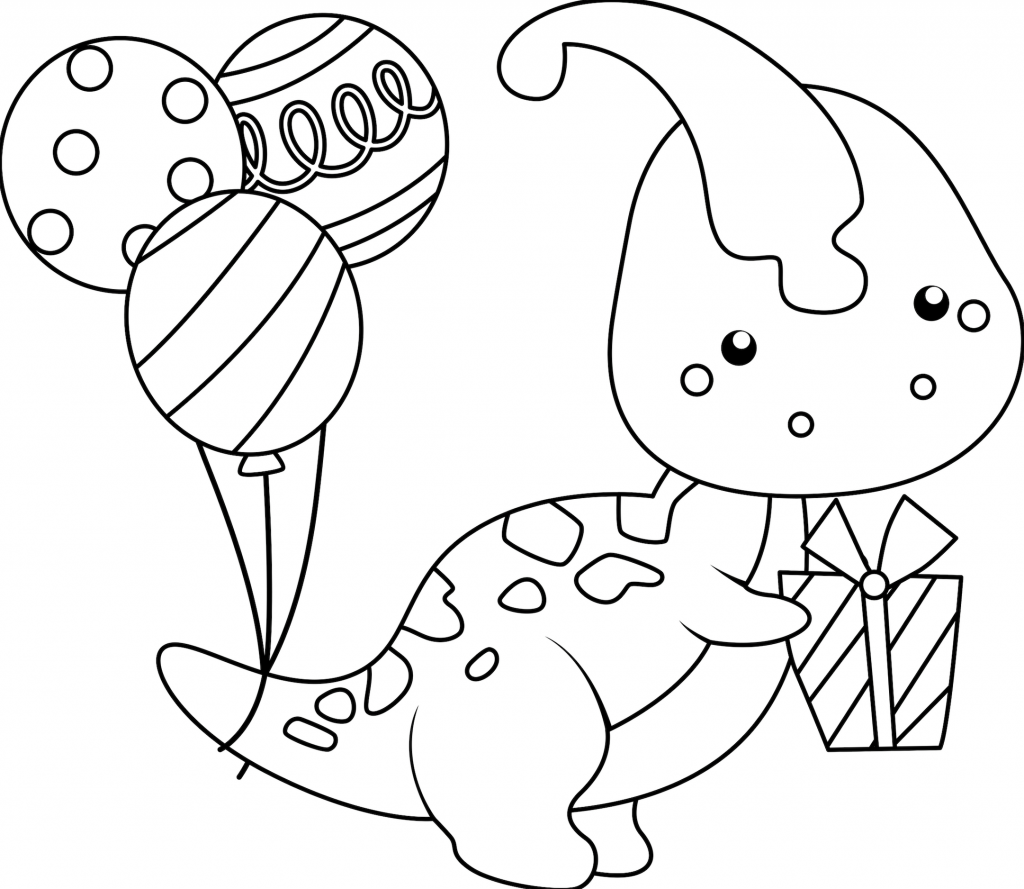 Cute Dino Coloring Page