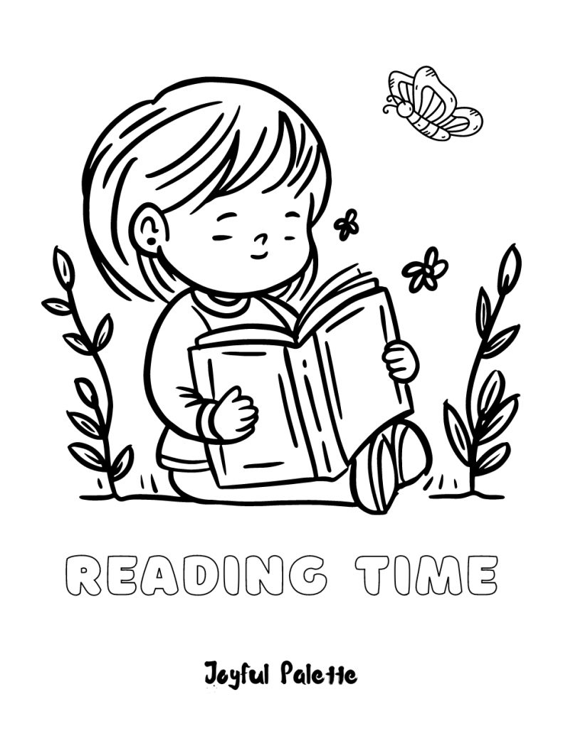 Reading Time Coloring Page