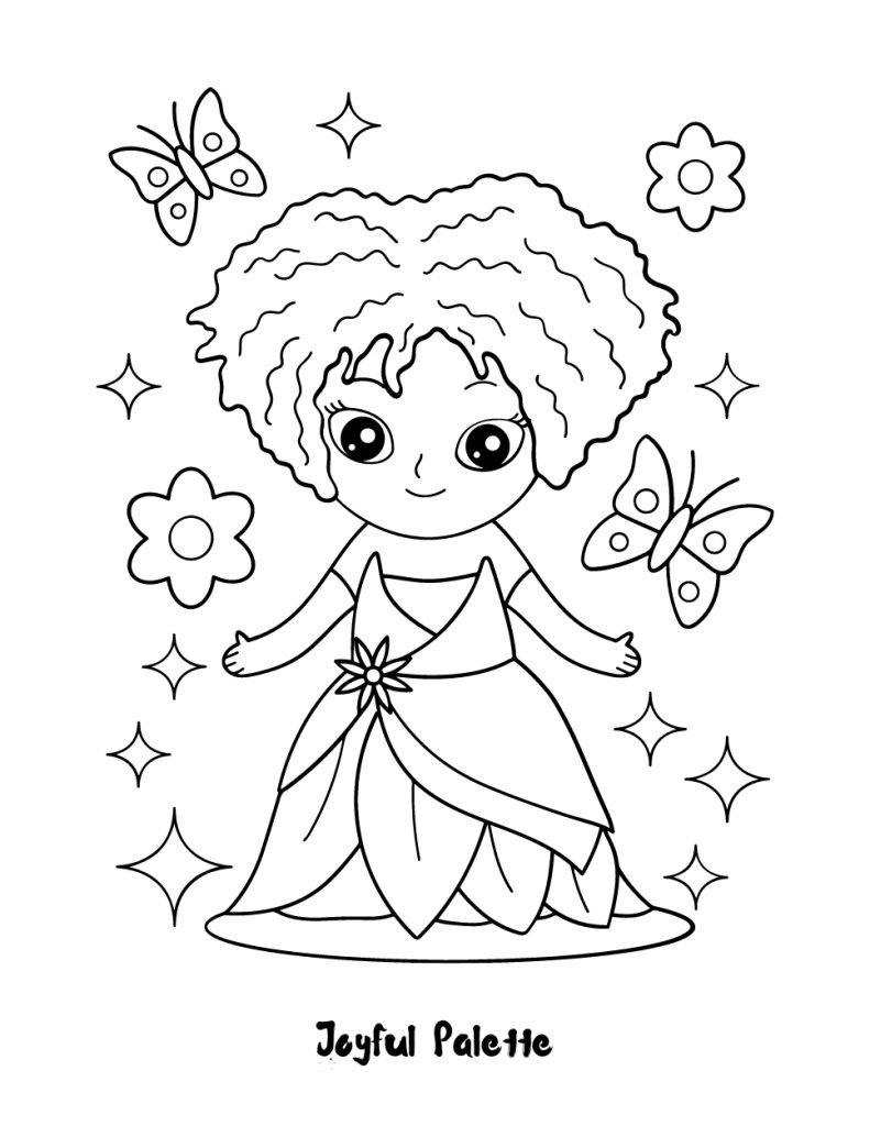 Princess with Curly Hair Wearing A Dress