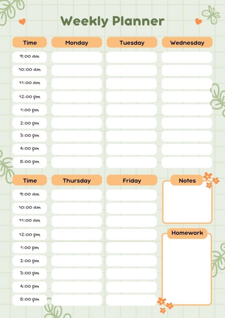 Weekly School Schedule Planner PDF