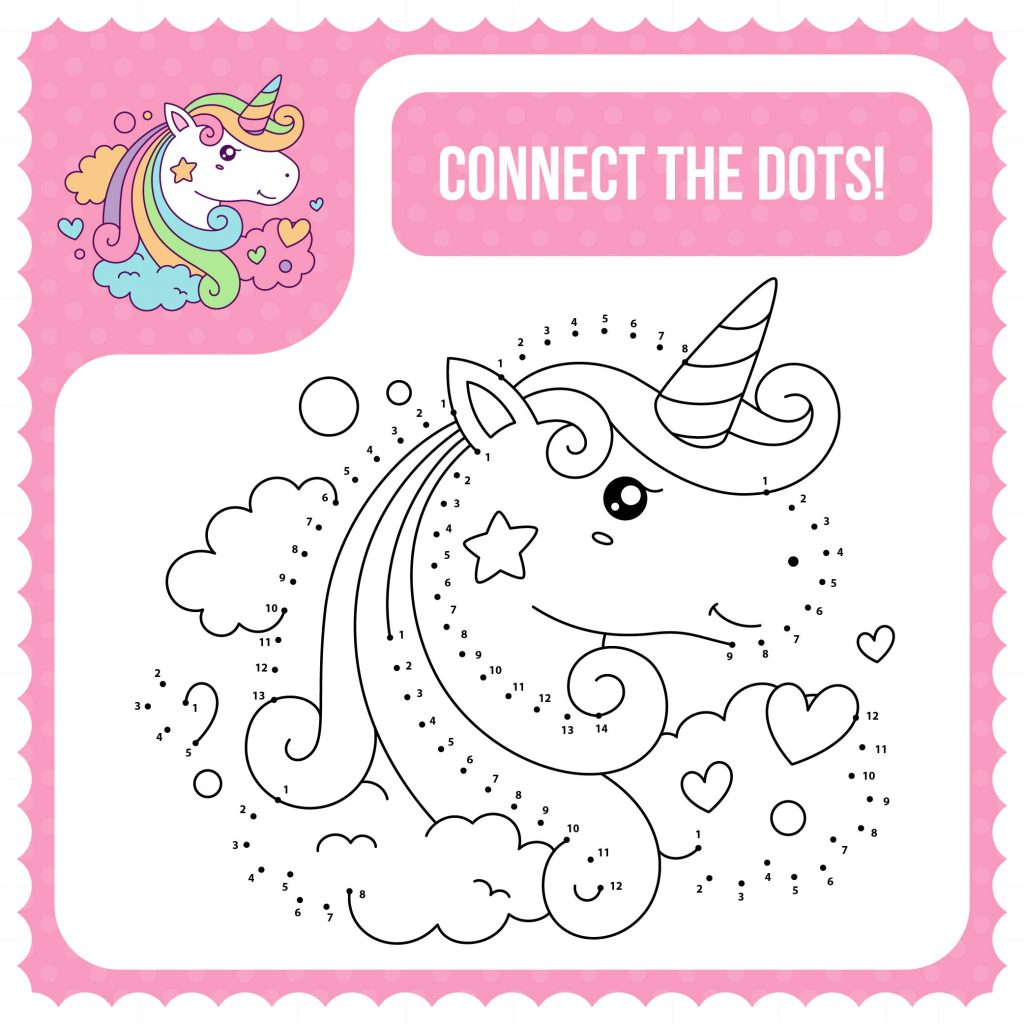 Kawaii Unicorn Dot to Dot Sheet
