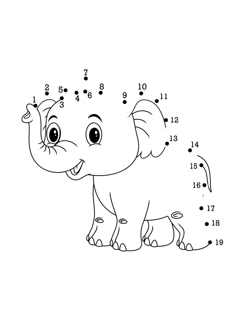 Baby Elephant Dot to Dot Page