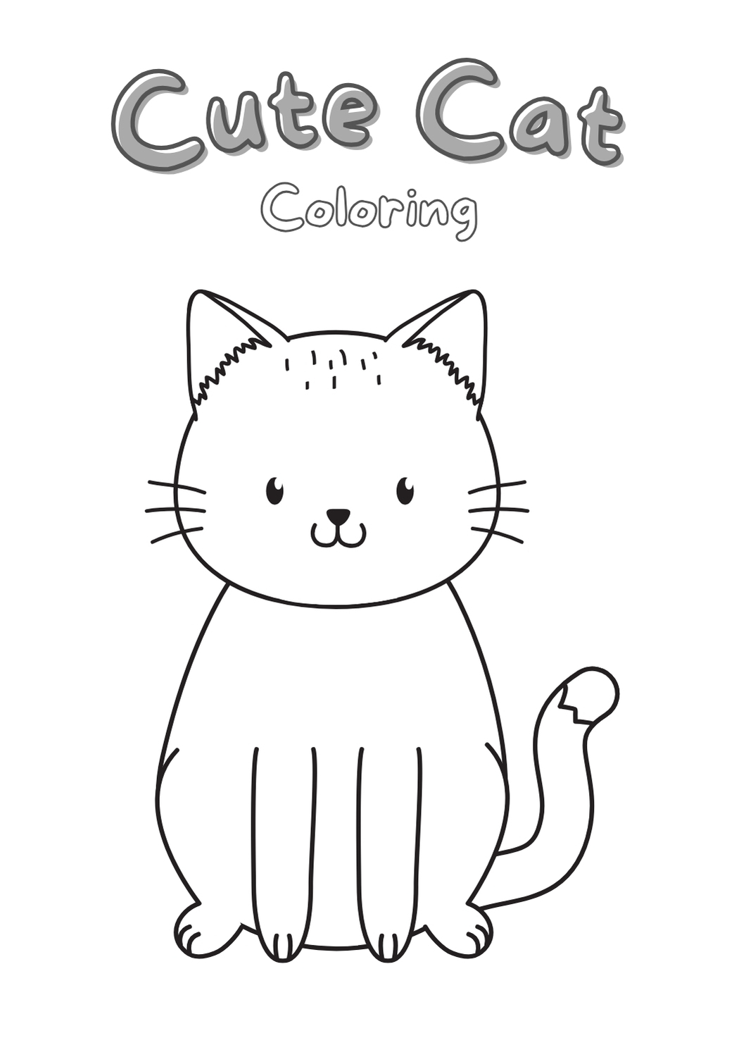 Super Cute Cat Coloring Page