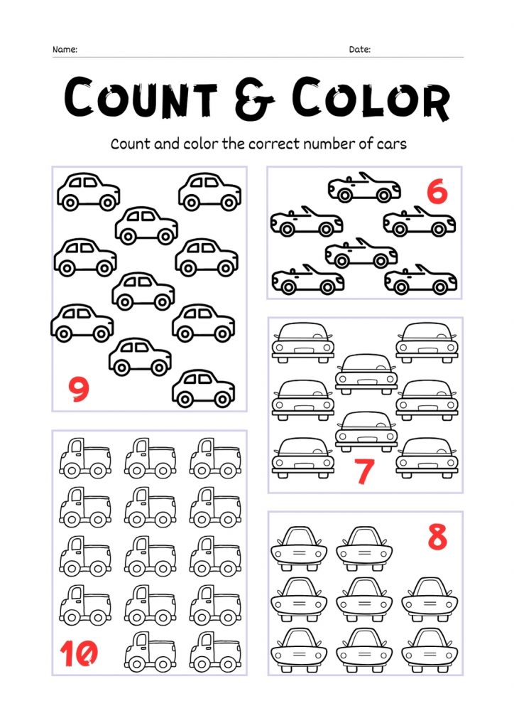 Count and Color Worksheets