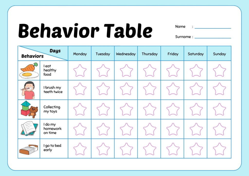 behavior reward chart printable