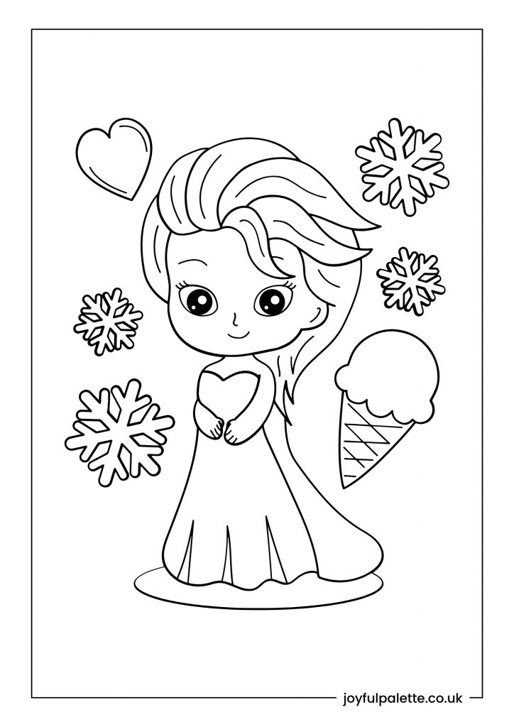 Ice Cream and Princess Coloring Page