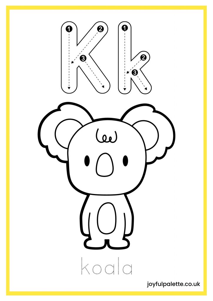 Letter k Tracing