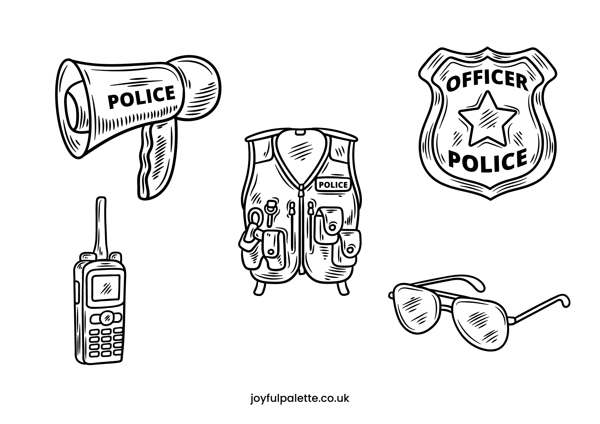 Police Gear Coloring Page