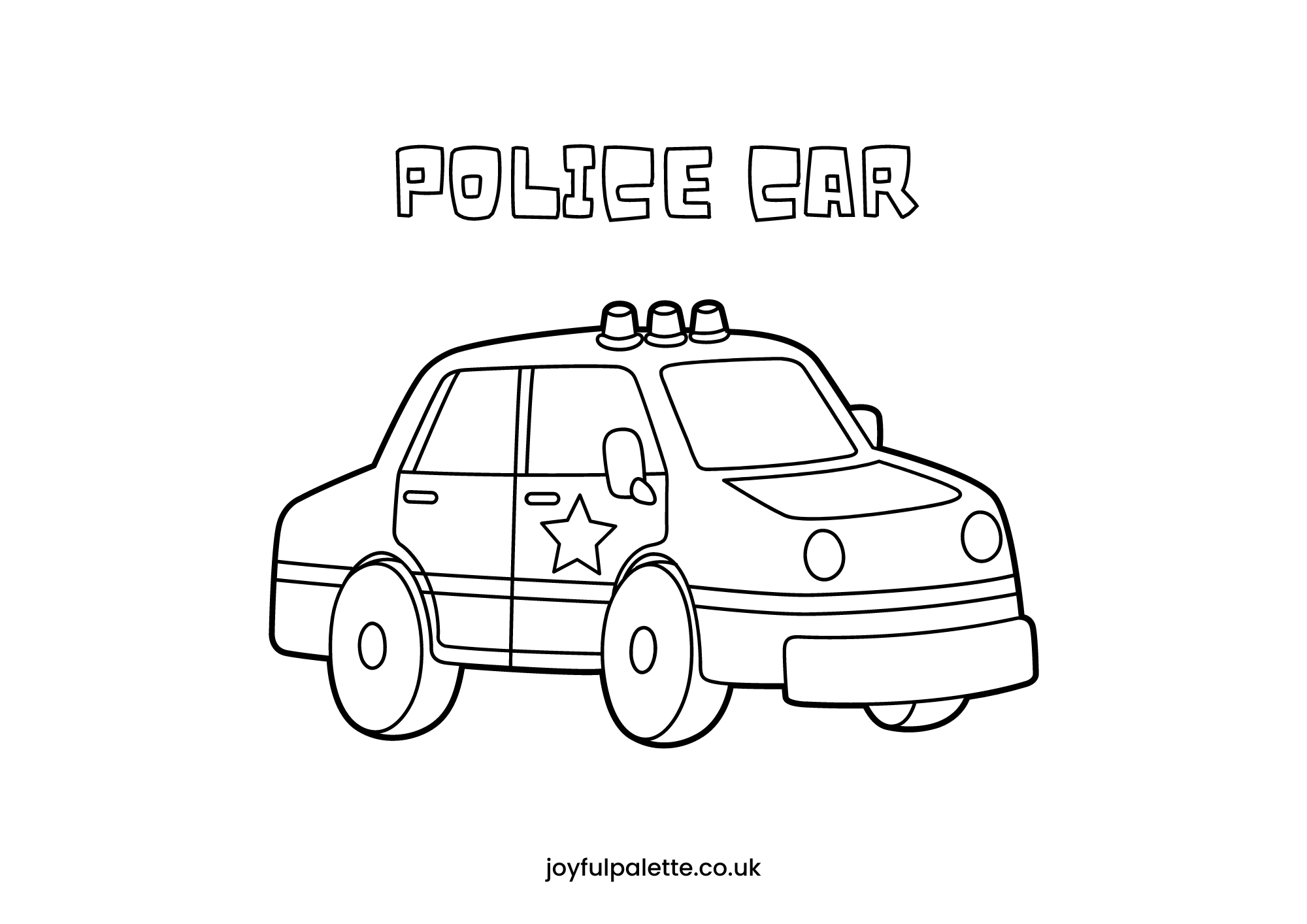 Police Car Coloring Pages - Joyful Palette