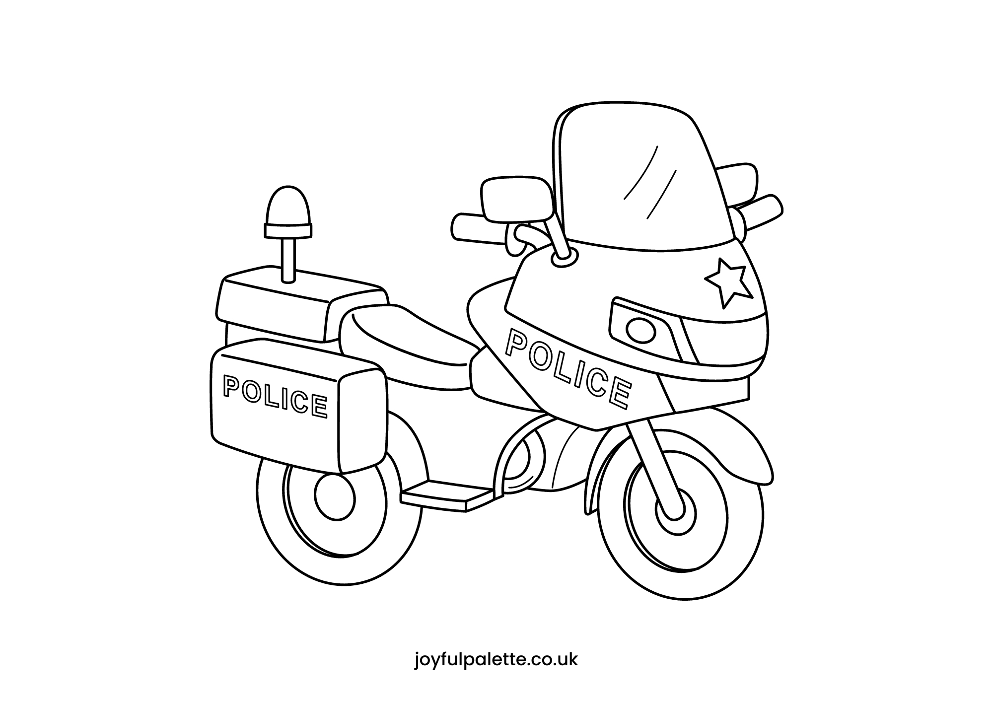 Easy Police Motorcycle Coloring Page