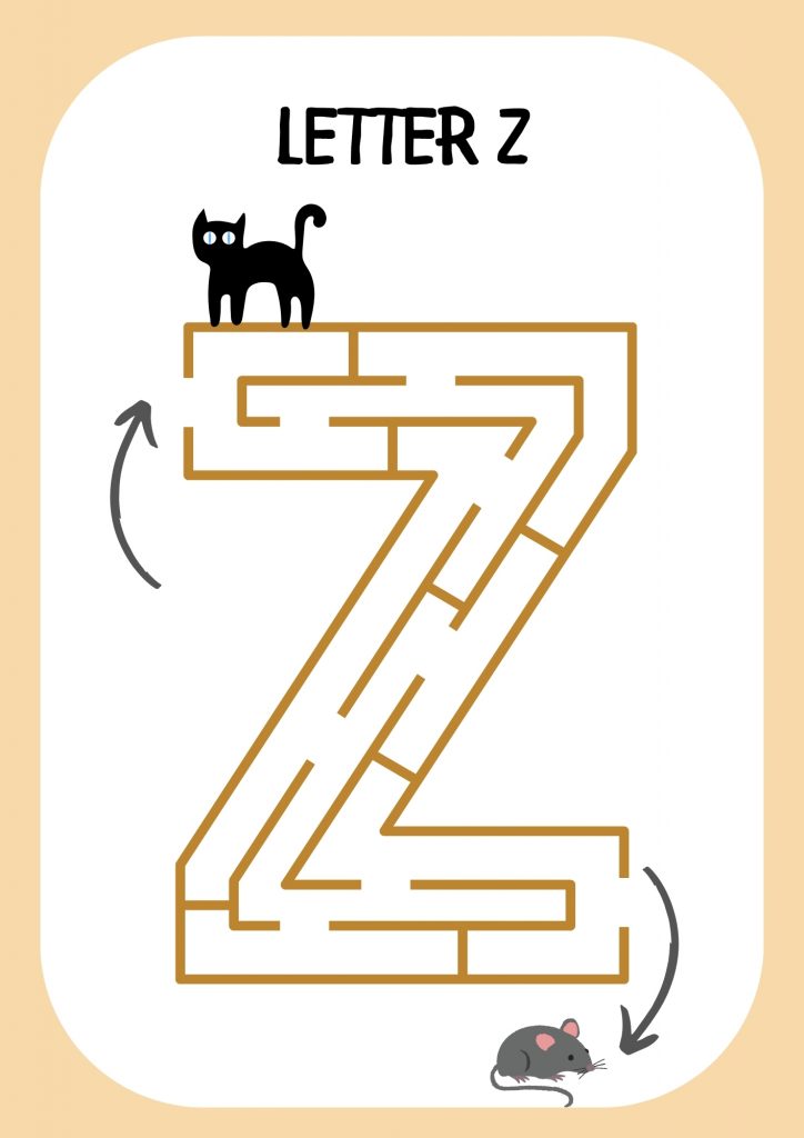 Alphabet Maze PDF Easy Letter Z