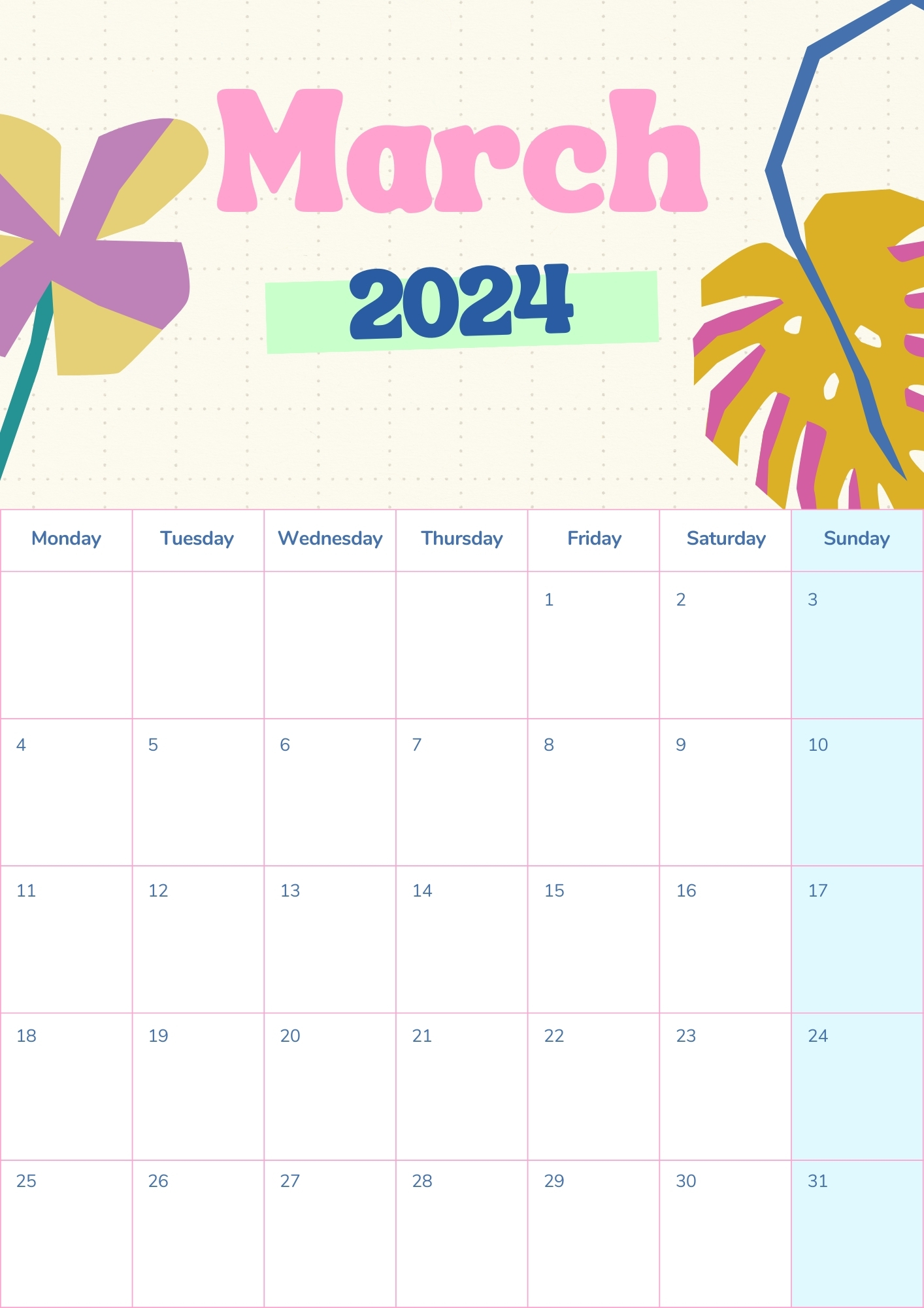 2024 march calendar