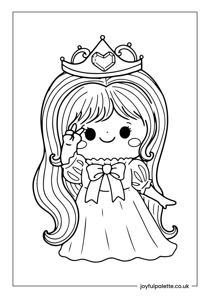 Princess Wearing Layered Dress Coloring Page