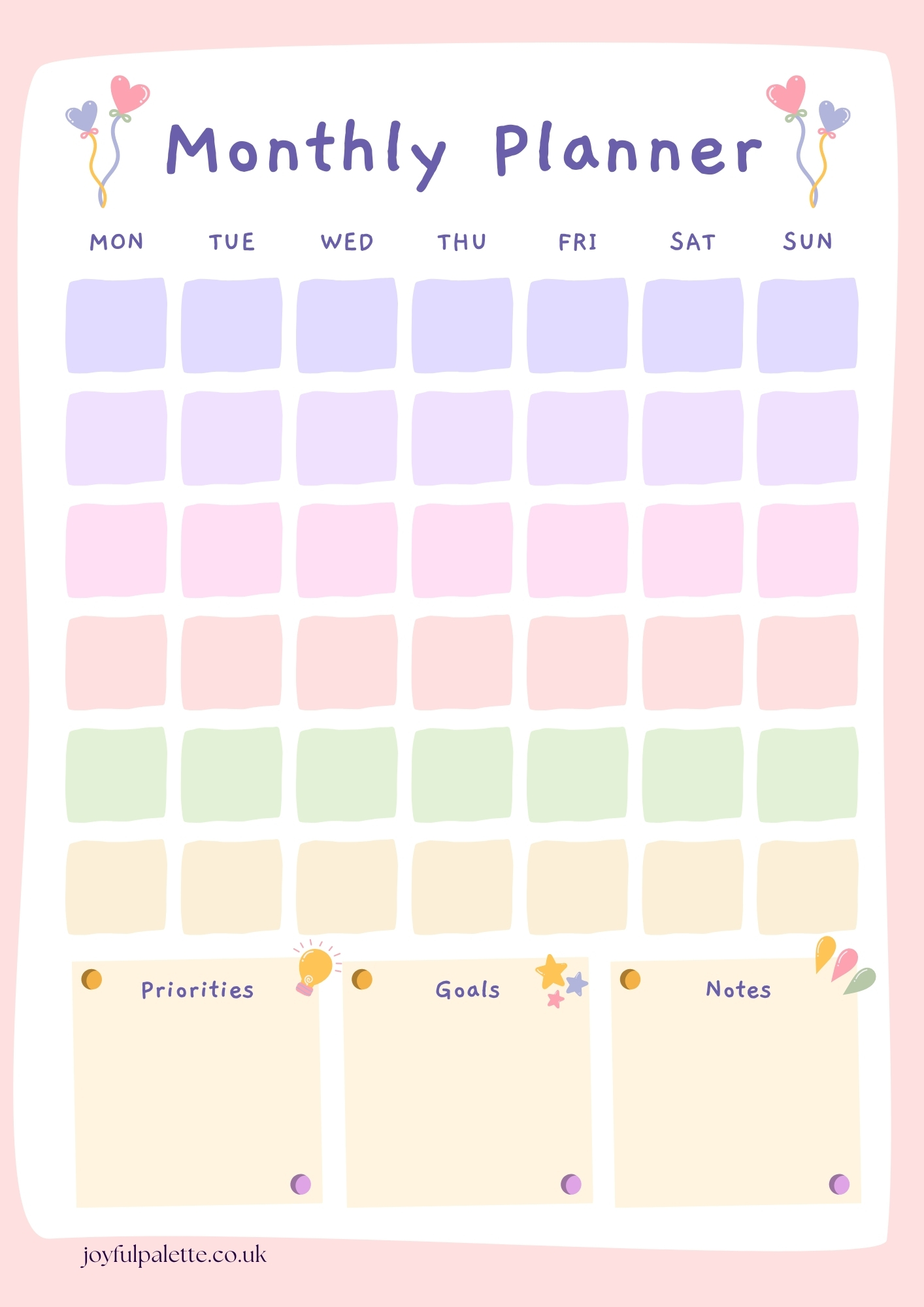 free printable monthly planner