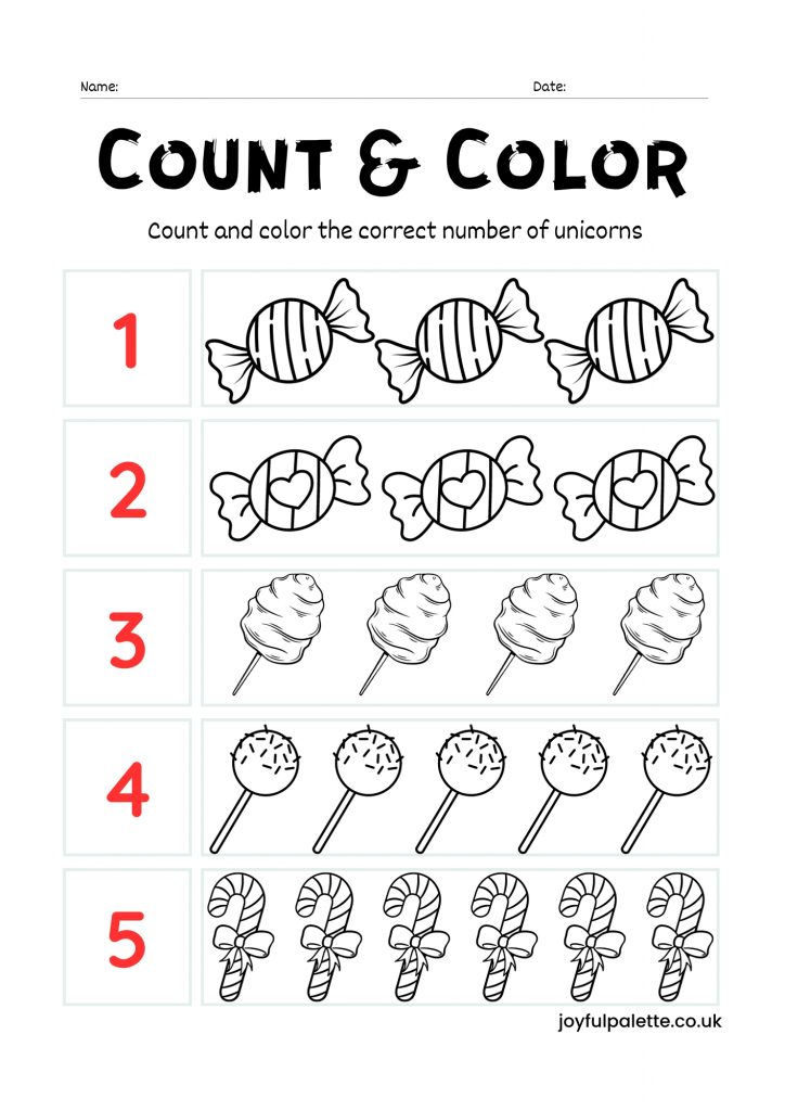 Free Printable Count and Color Worksheets