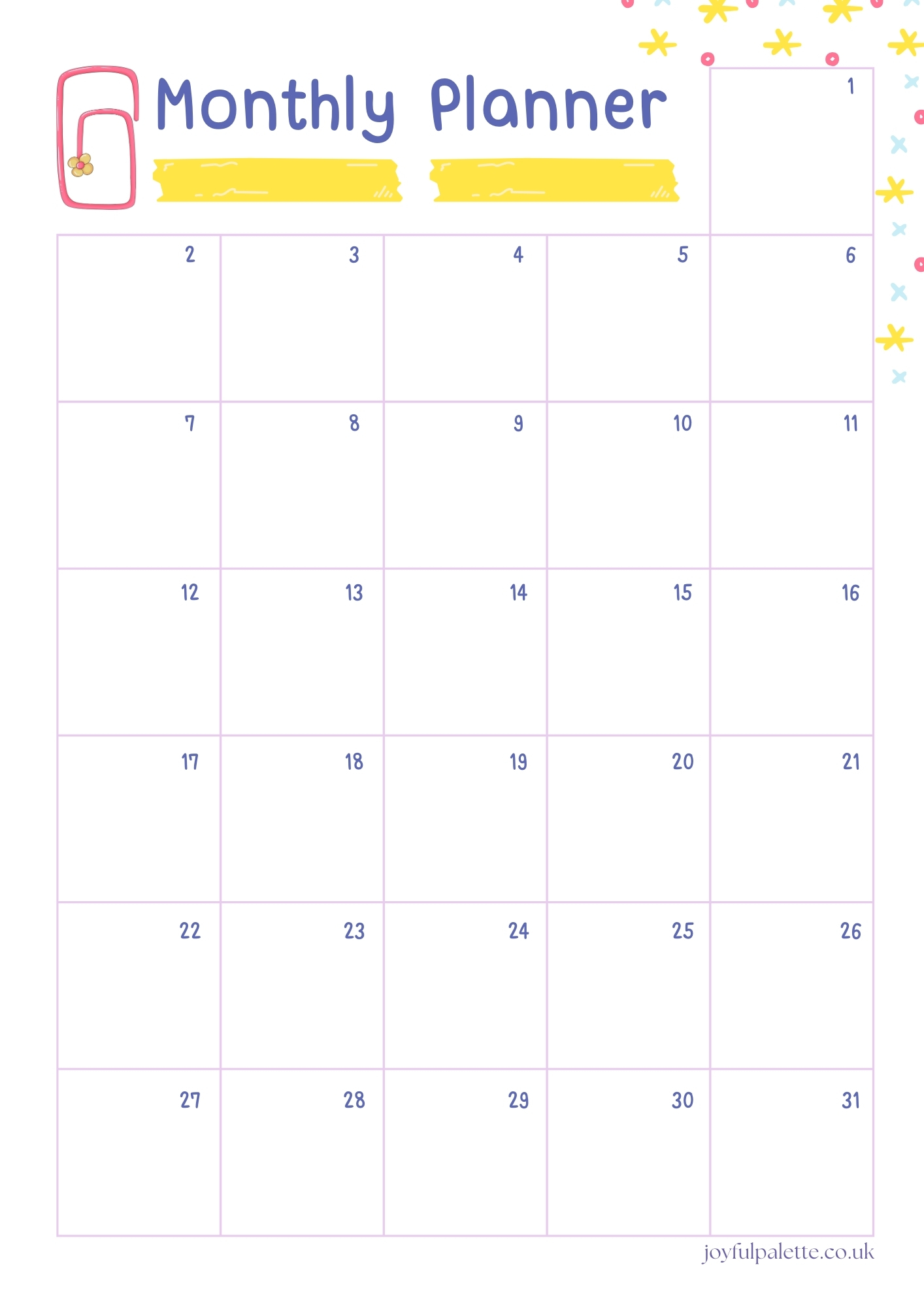 free printable monthly planner