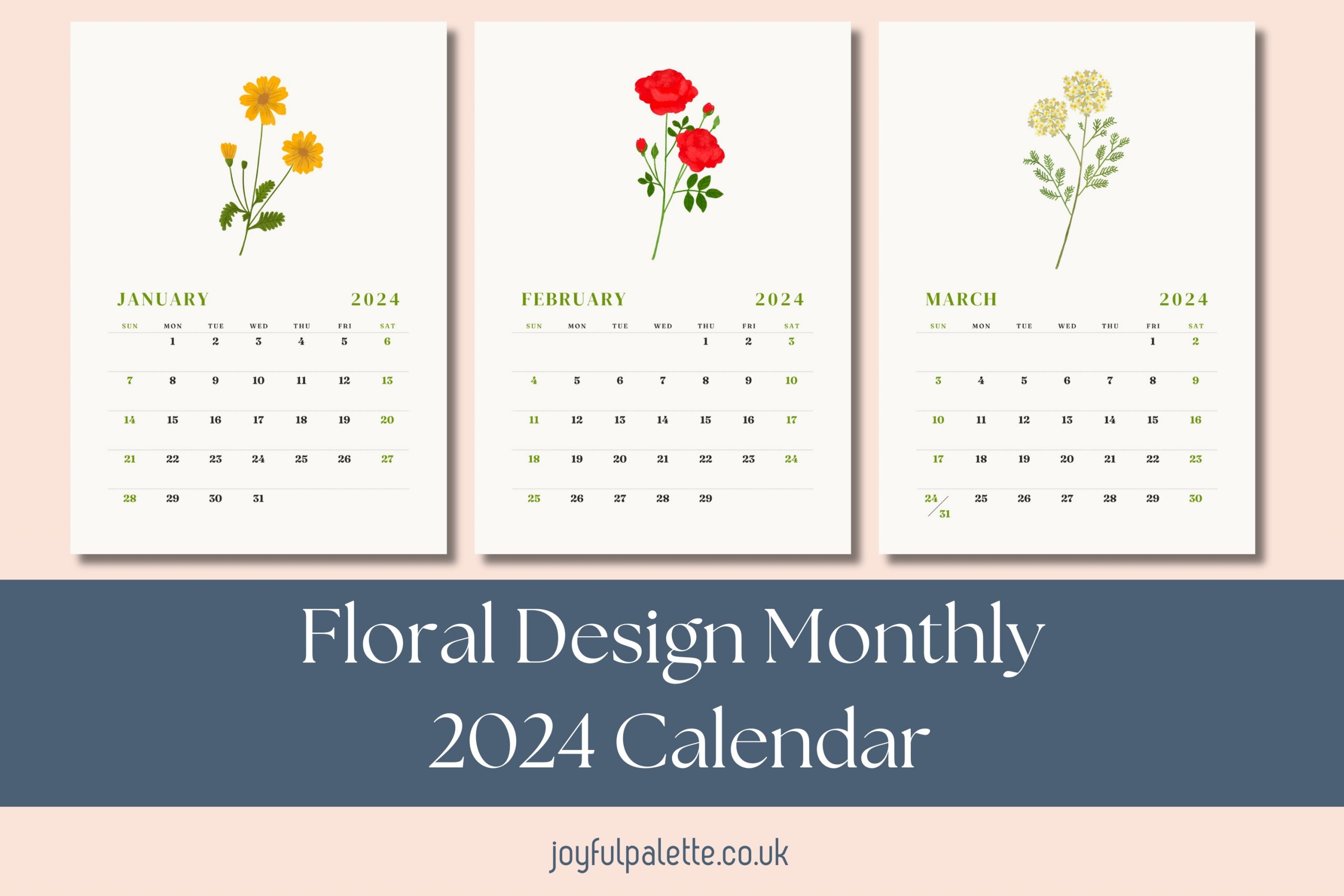 Floral Design Monthly  2024 Calendar