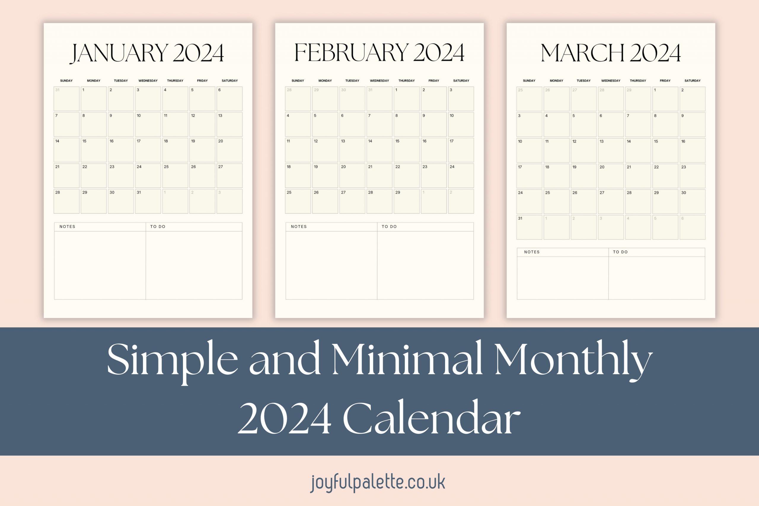 Simple and Minimal Monthly 2024 Calendar