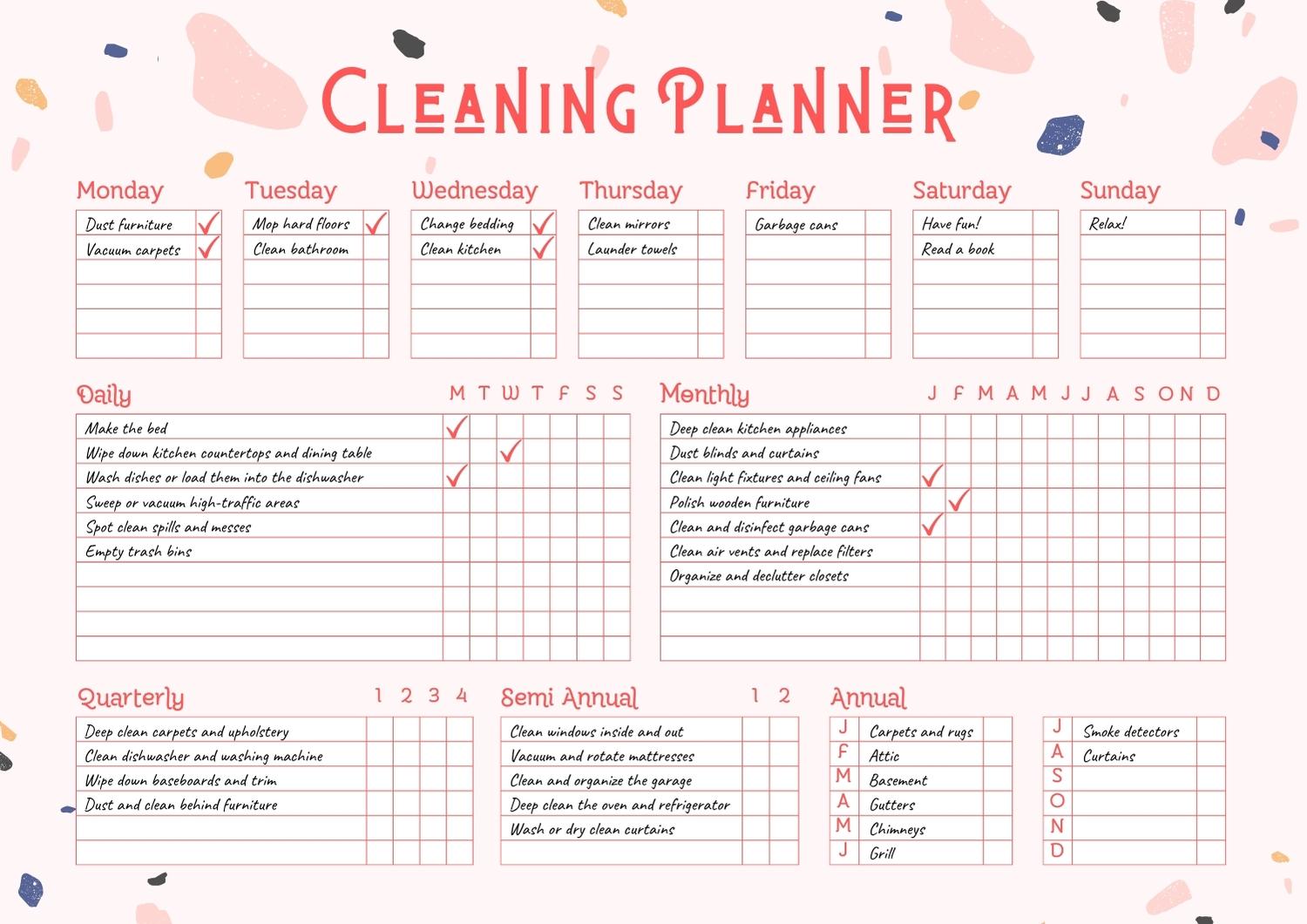 cleaning planner