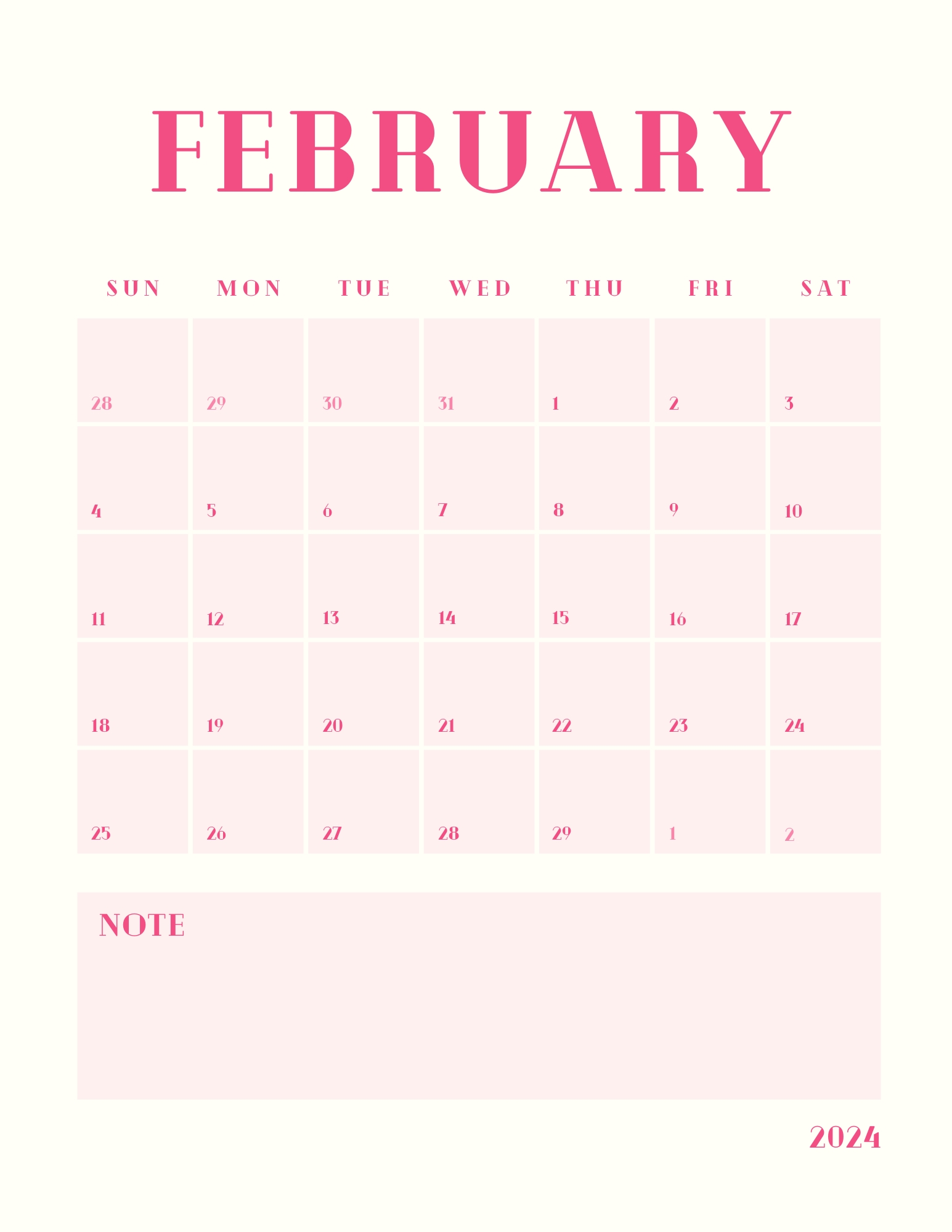 February Calendar - Joyful Palette