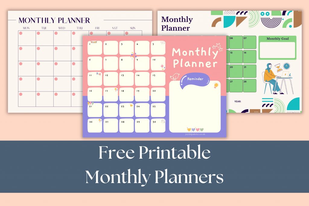 free printable monthly planners