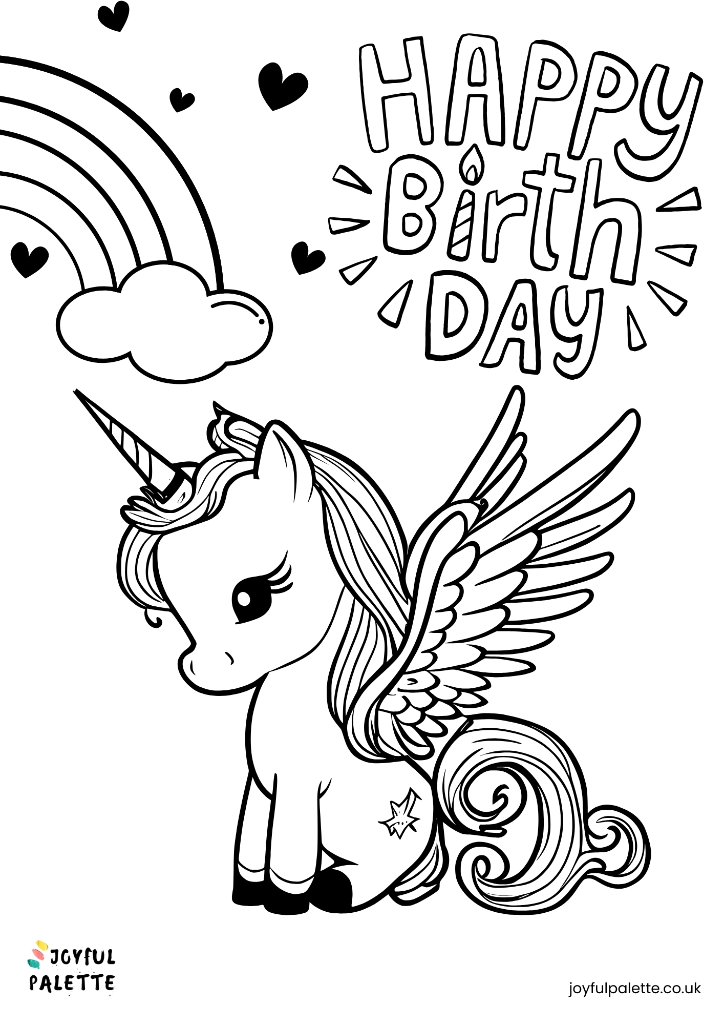 Happy Birthday Coloring Page Unicorn
