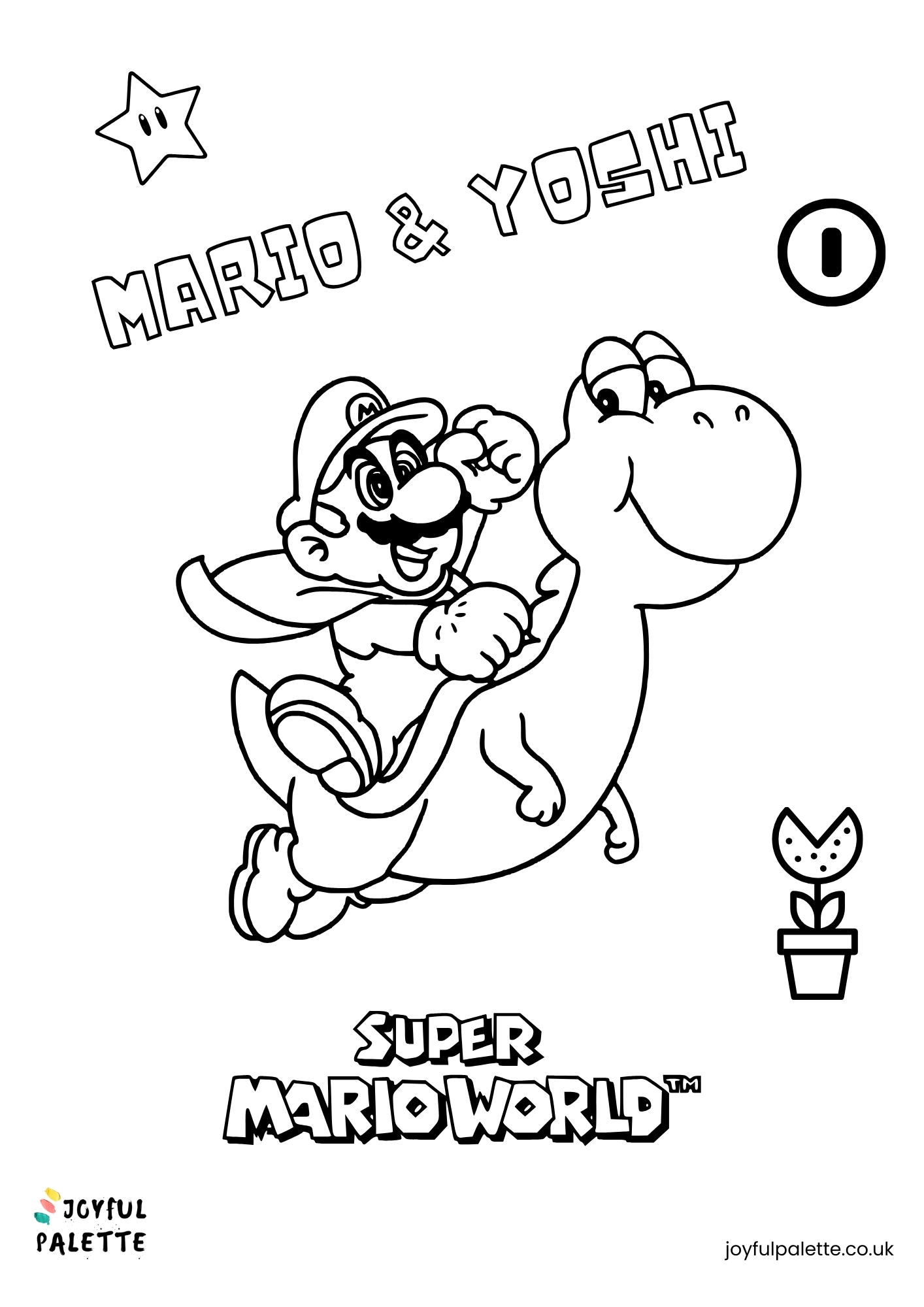 mario and yoshi coloring page