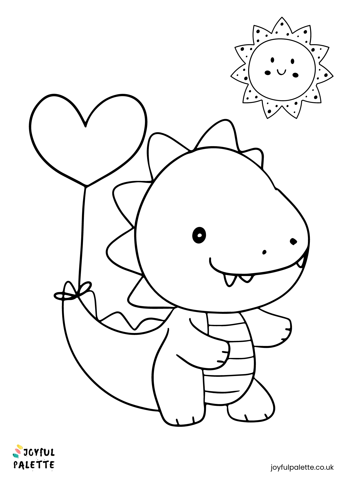 kawaii cute dinosaur coloring page