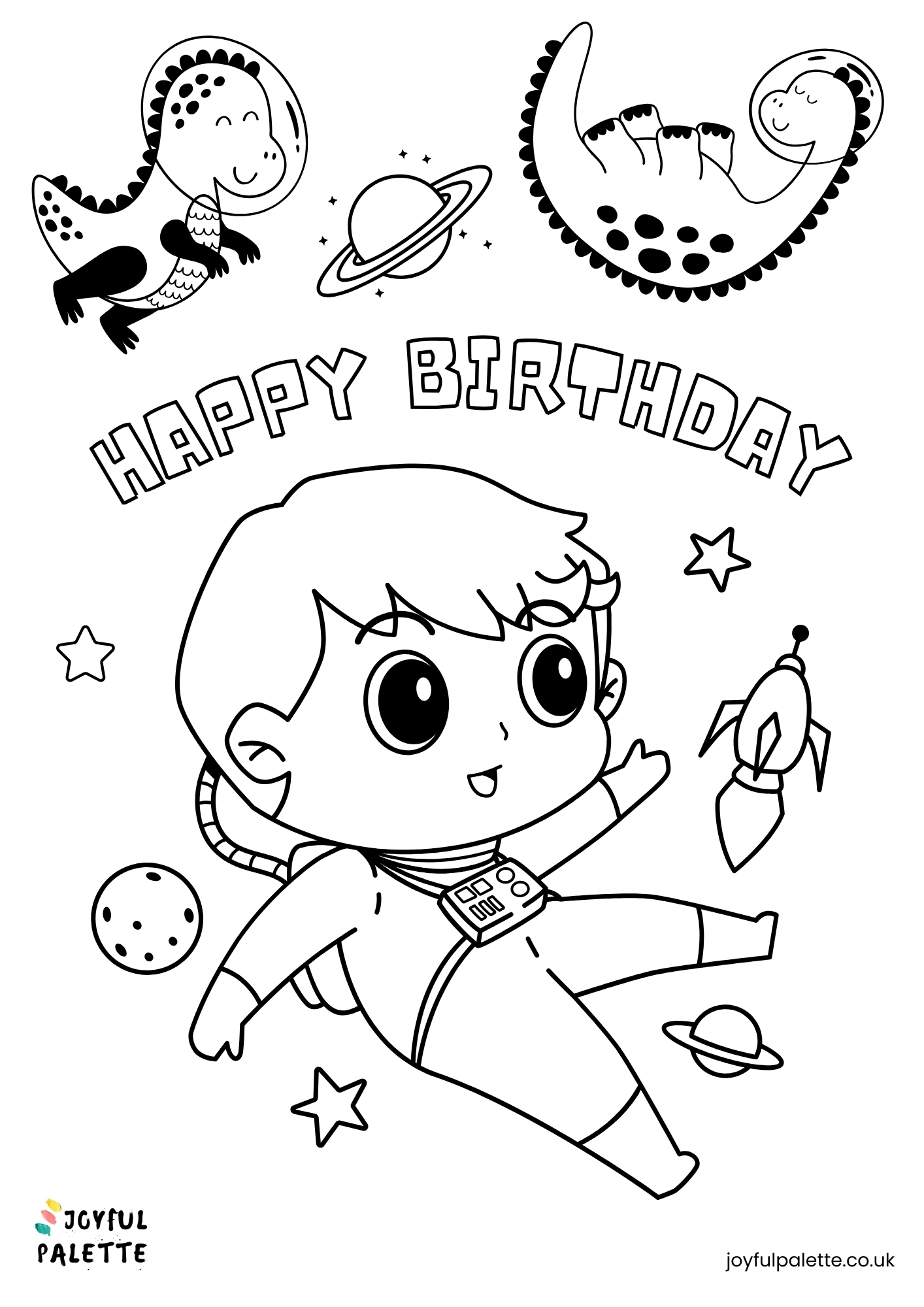 Space Happy Birthday Coloring Pages Boy