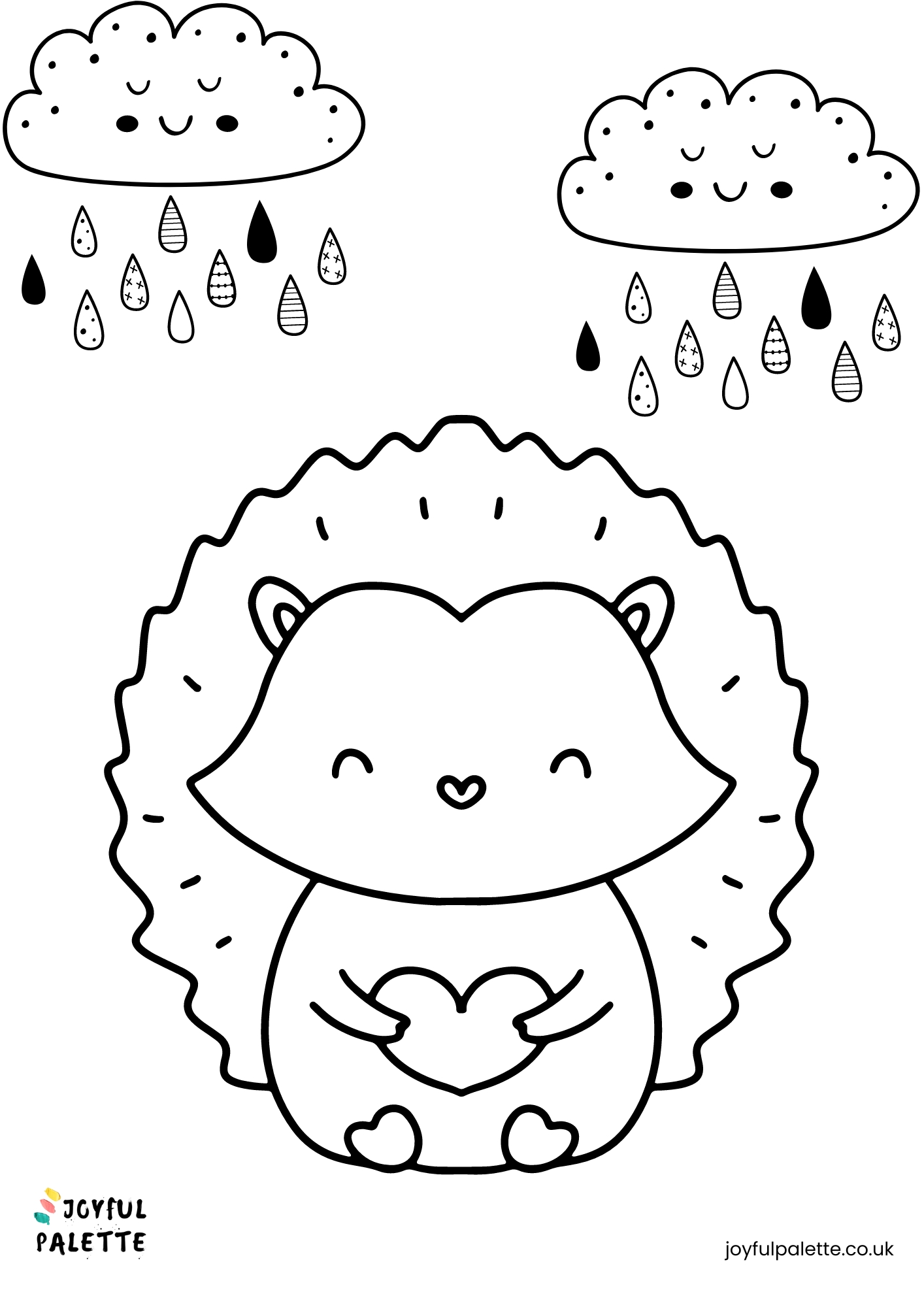 Kawaii Hedgehog Coloring Sheet