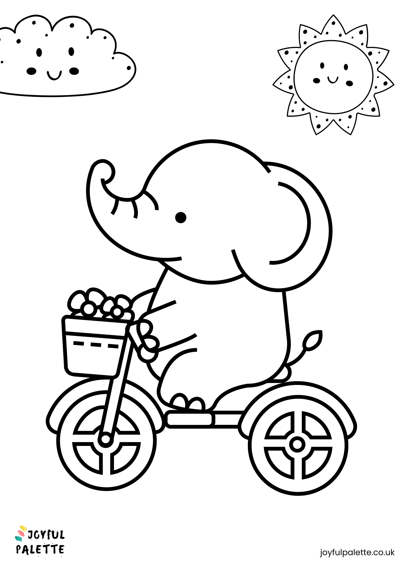 cute kawaii elephant coloring page