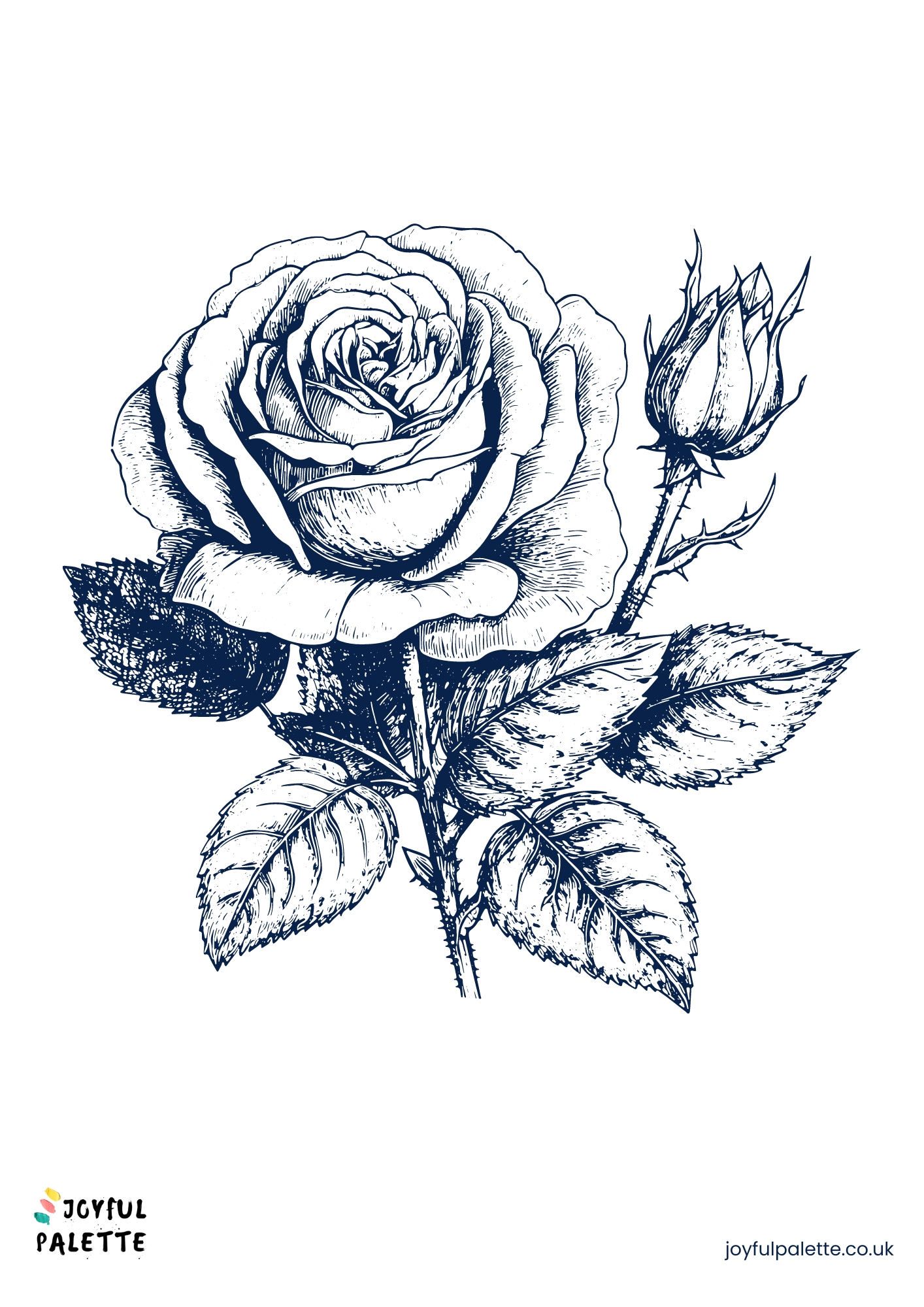 Realistic Rose Coloring Sheet