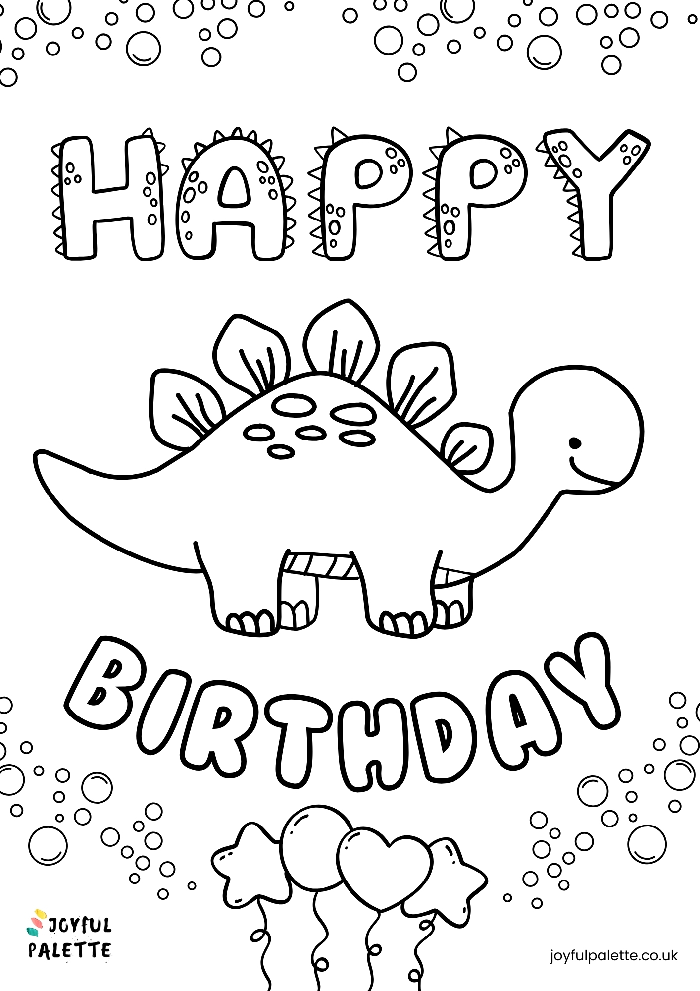 Dinosaur Birthday Coloring Sheet