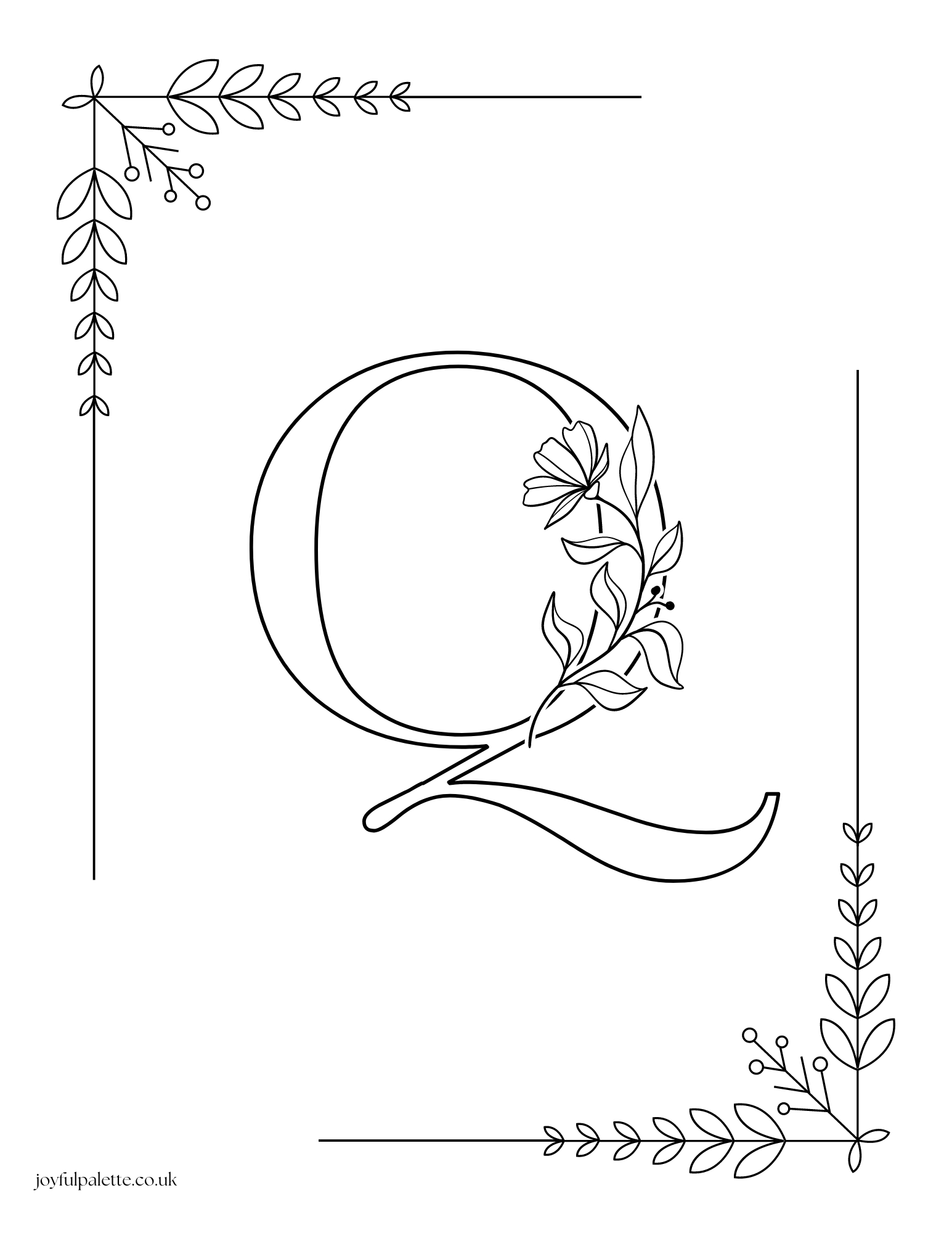 letter q with flowers