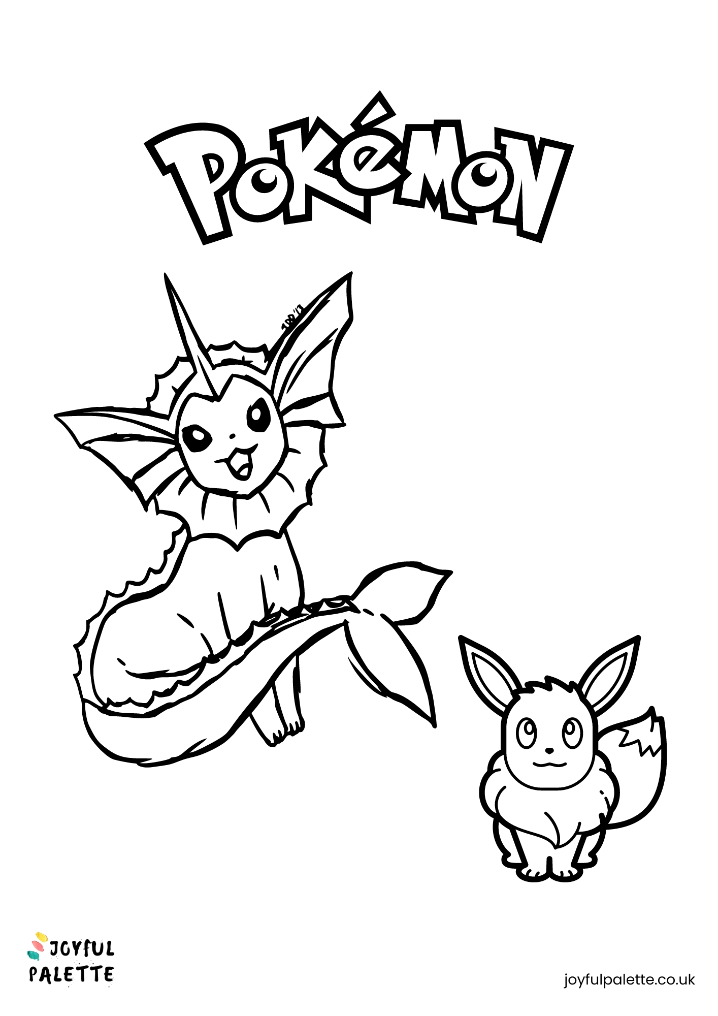 Eevee and Vaporeon coloring page