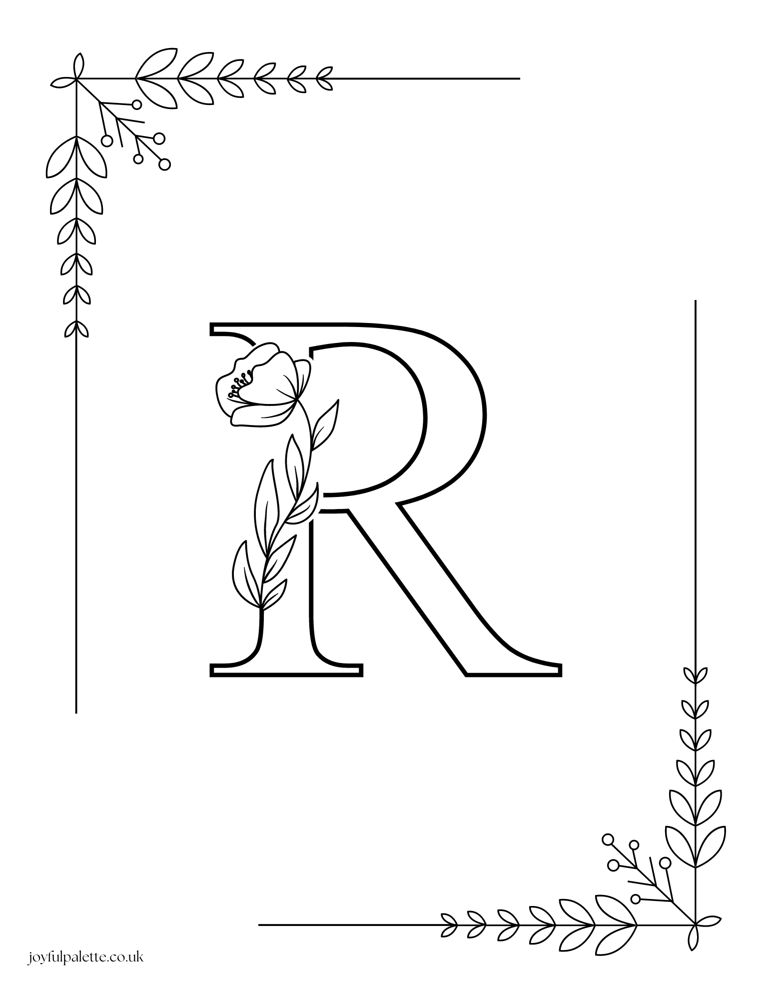 letter r with flowers