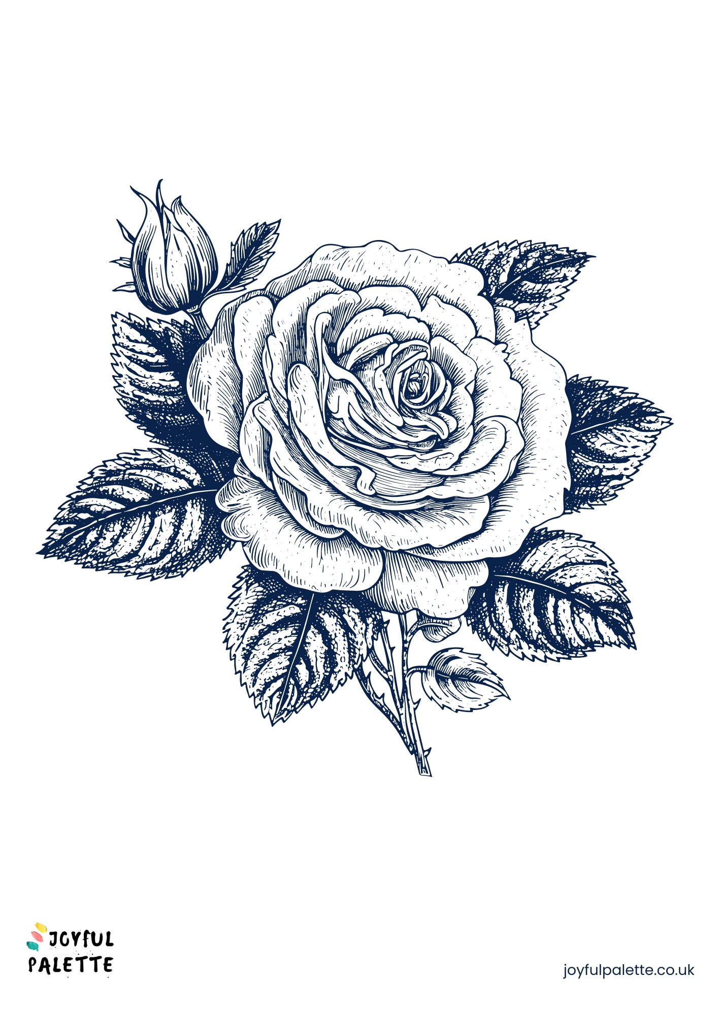 Realistic Rose Coloring Sheet