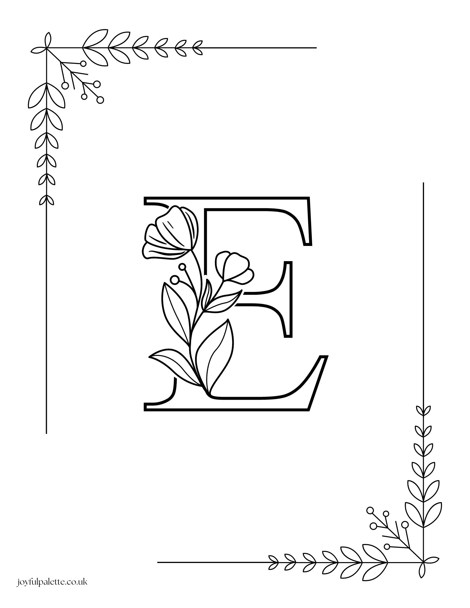 Alphabet Coloring Pages with Floral Theme