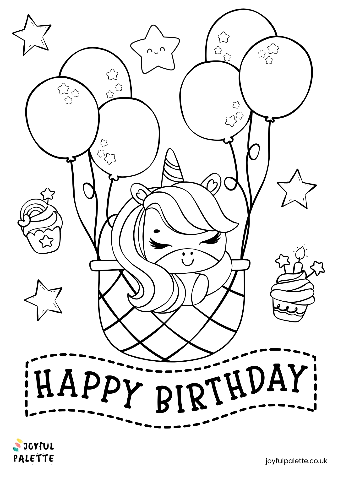 Unicorn Birthday Coloring Page